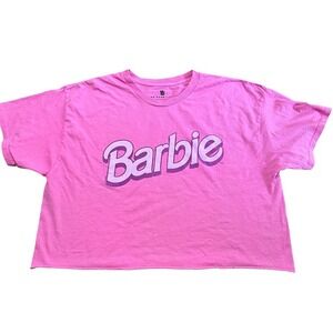 Barbie Junk Food Clothing Pink Cropped Graphic T-Shirt Women's‎ Size L